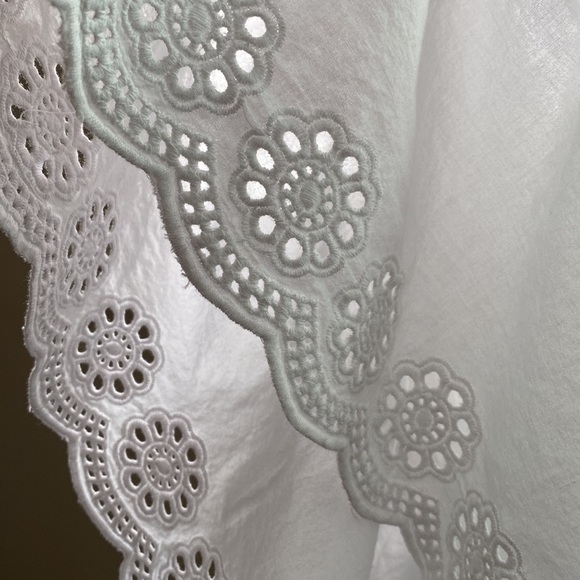 [S] Joe Fresh Peplum Eyelet Sleeveless Tank Top with Embroidery | White - Picture 6 of 7